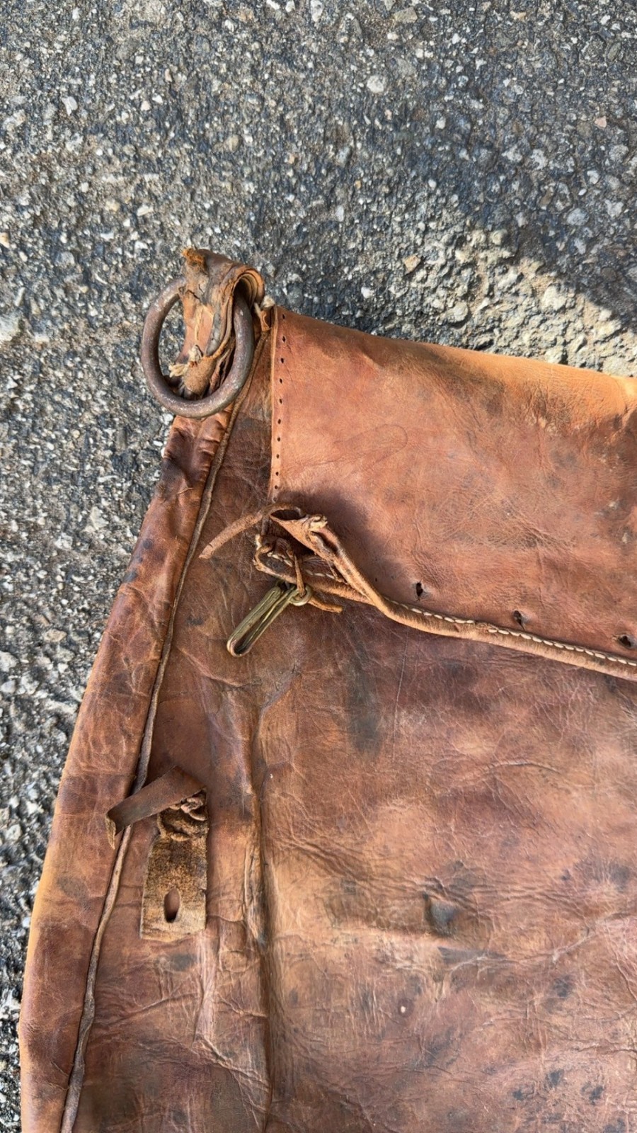 Antique Vtg Lrg Handmade Leather Satchel Messenger Mail Bag Patina Workwear rrl