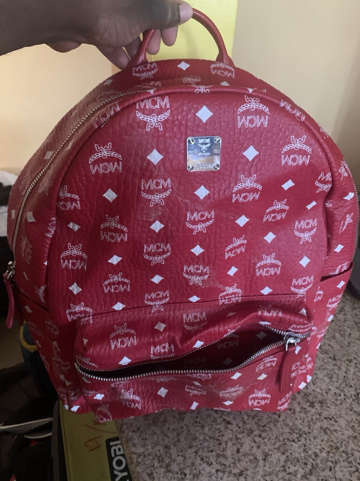 MCM Red & White bookbag for men