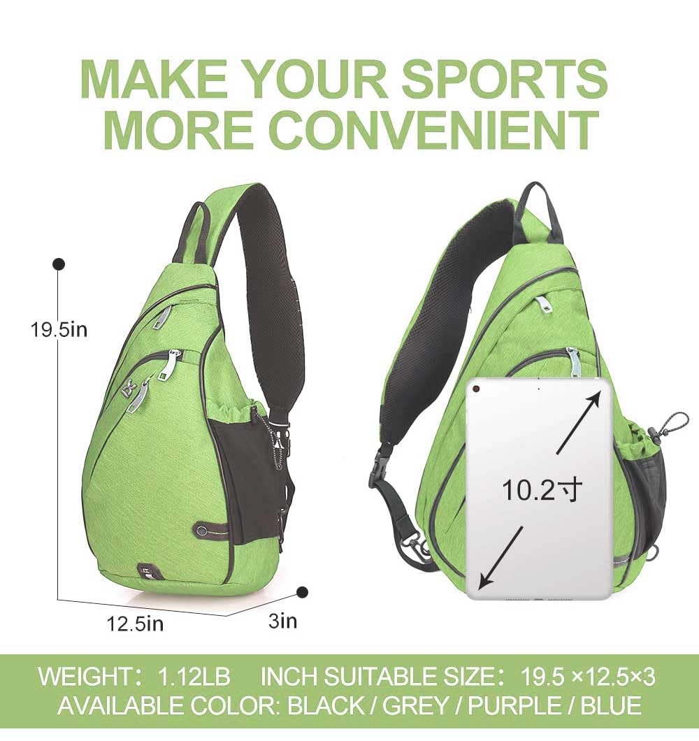 INOXTO Sling Bag, Multipurpose Crossbody 19.5*12.5*3 inch, Fruit Green