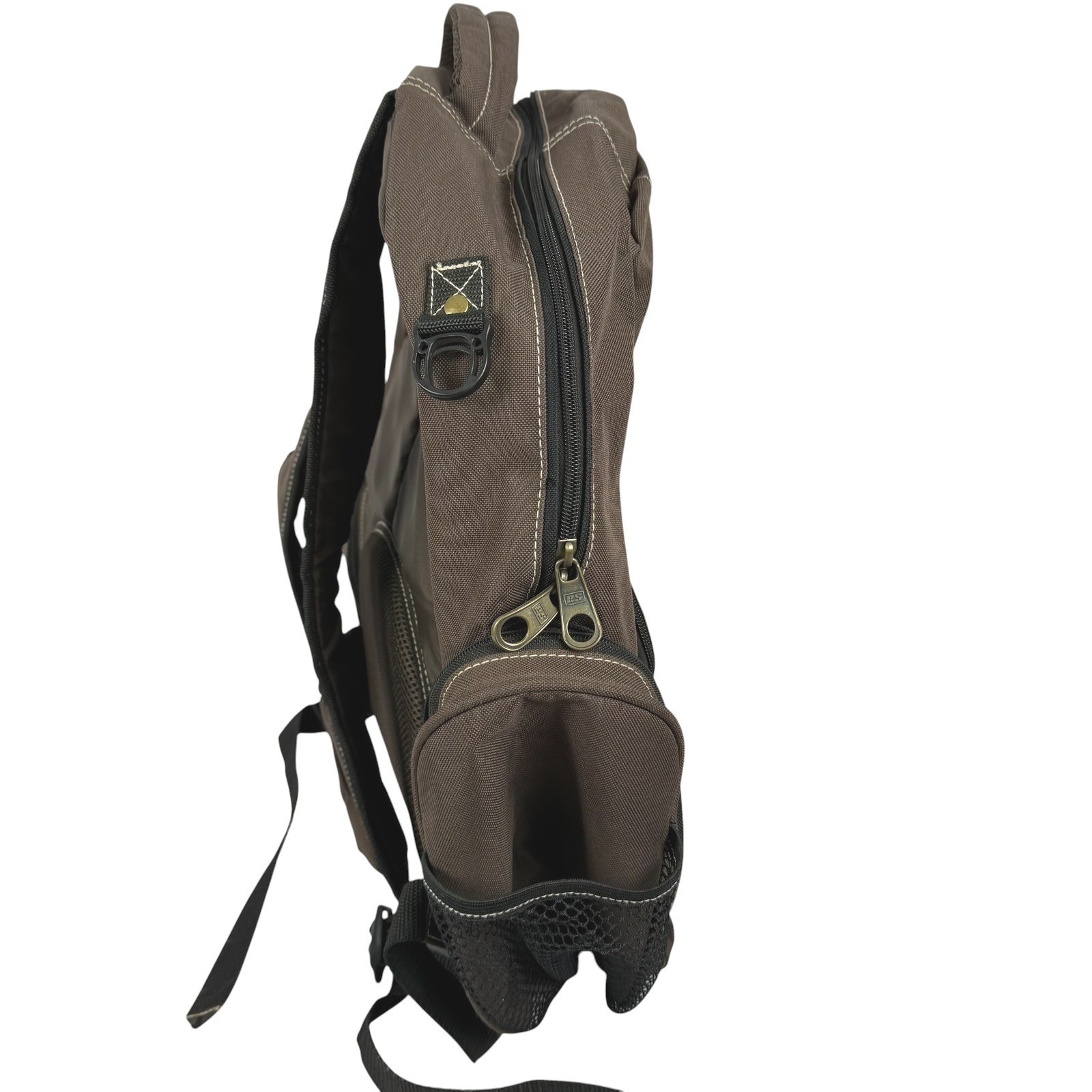 Eastsport Backpack Brown Canvas Multi-Pocket Bungee School Bag 112350WM