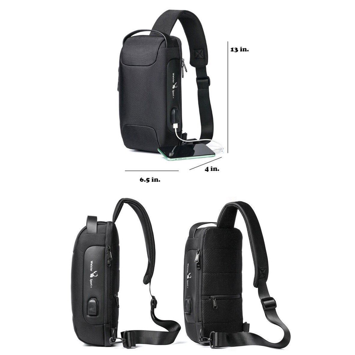 Men’s Backpack Waterproof Anti-theft Sling Bag Chest Shoulder Cross body Pouch