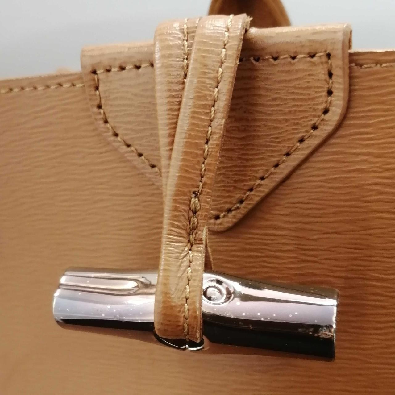 LONGCHAMP Brown Tote Bag 48cm 28cm Leather Shoulder Handbag Women’s Vintage Rare