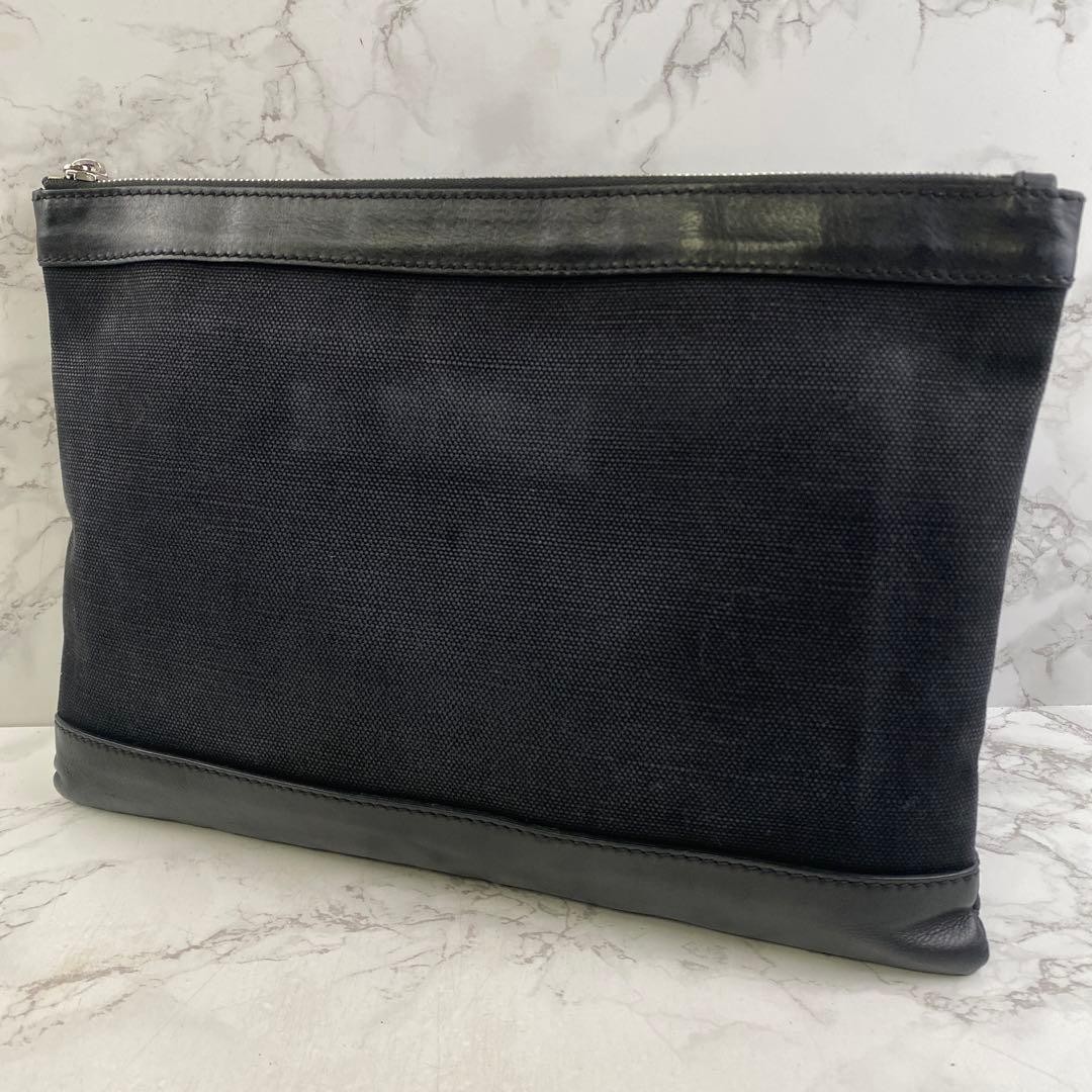 BALENCIAGA Luxury Genuine Leather Canvas Clutch Bag 23×32cm black Gift Ready