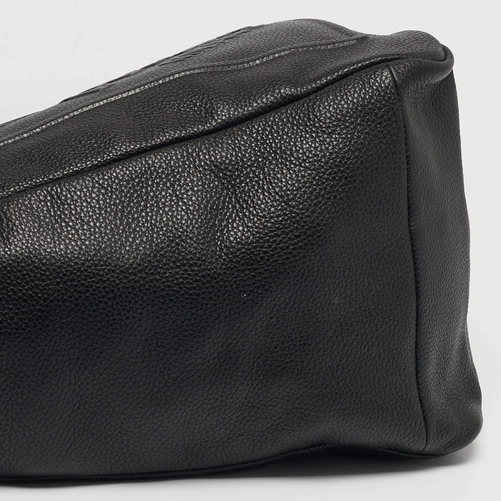 Prada Triangle Logo Embossed Black Vitello Dain Leather Bag