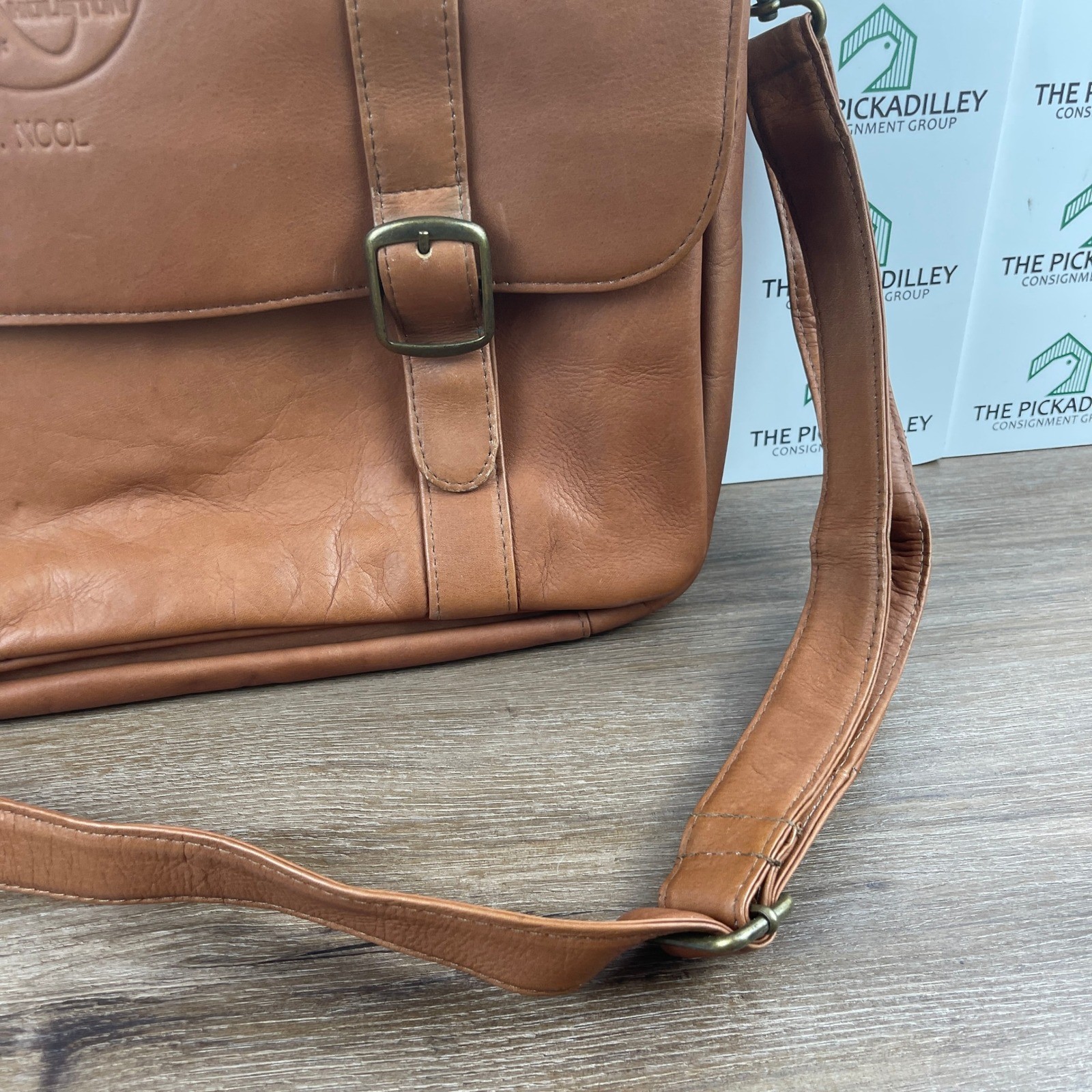 Vintage Leather Messenger Bag NCAA Final Four Houston 2011 A Nool Personalized