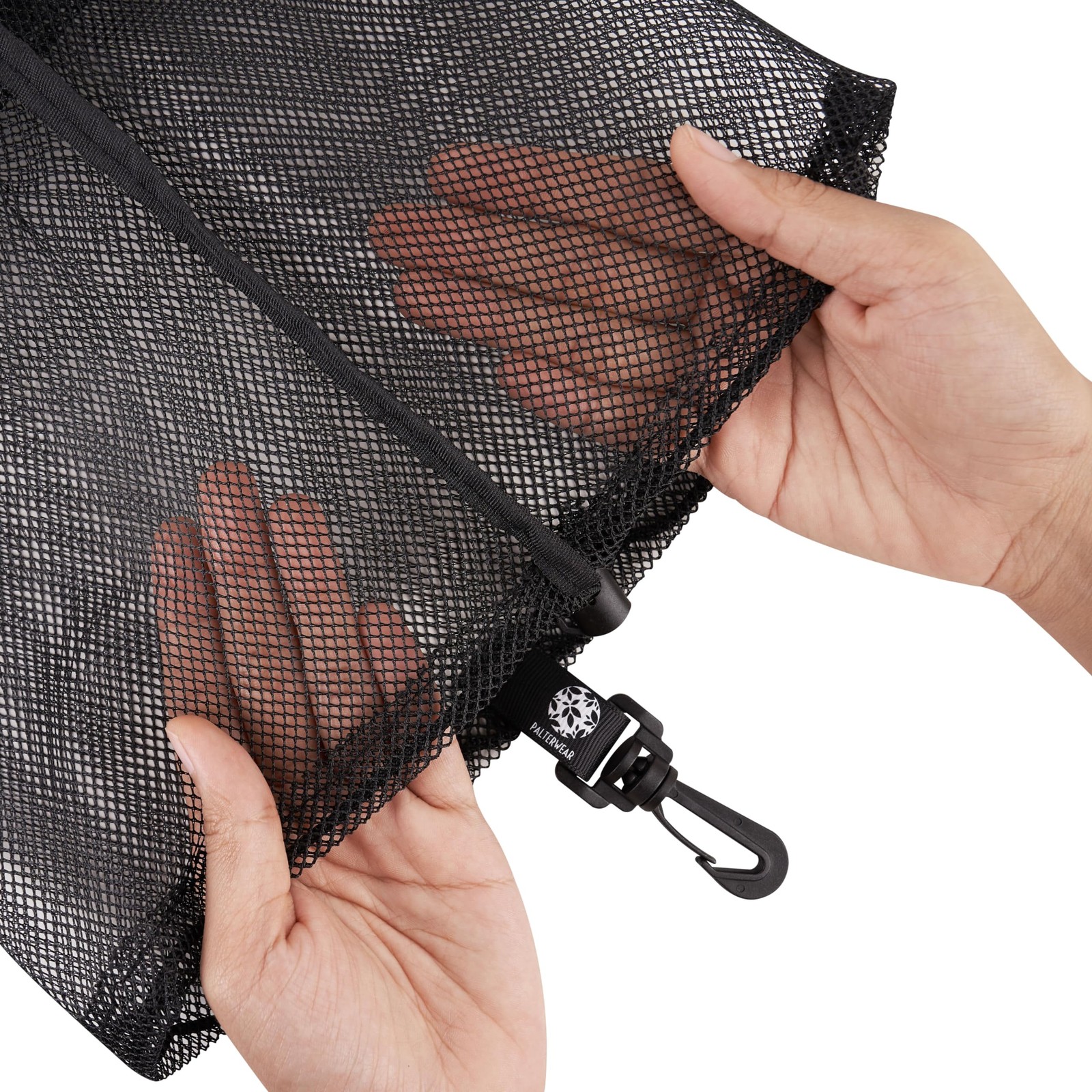 Mesh Bag with Clip and Toggle Closure (Set of 4, Black, 9 x 12 Inch) for Scub…