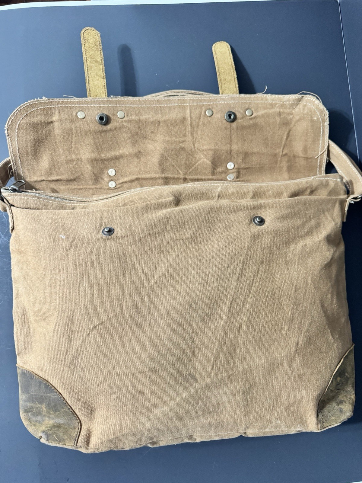 Sugarboo & Co Brown Leather & Canvas Messenger or Laptop Bag w/ Adj Strap, Lined
