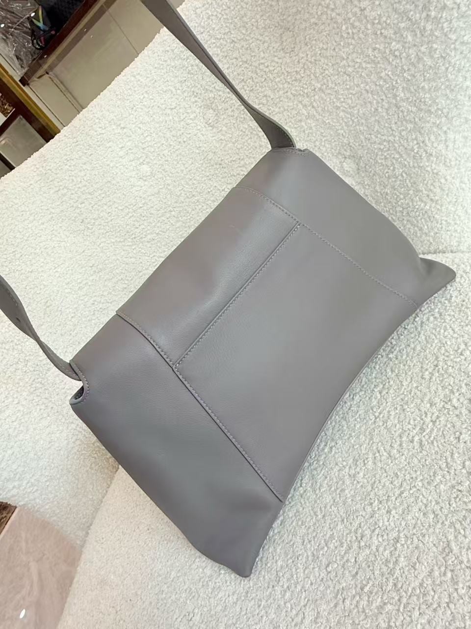 Balenciaga Downtown gray full leather men’s shoulder bag