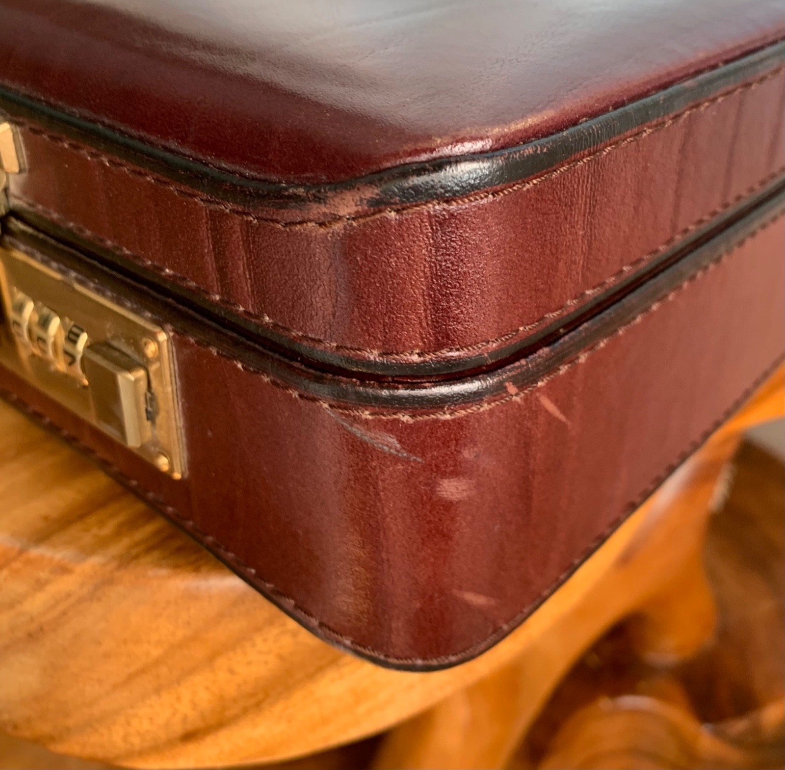 Sonalin Burgundy Briefcase Attache’ Italian Leather 80s 90s Retro EXCELLENT