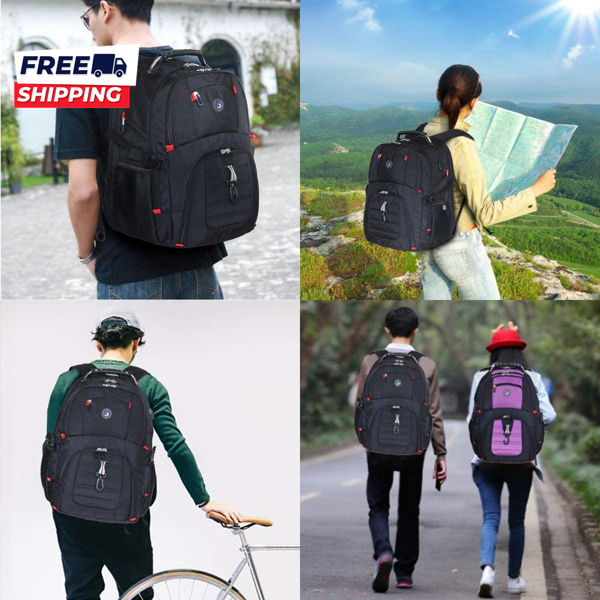 Extra Large 50L Travel Laptop Backpack with Combination Lock College High School