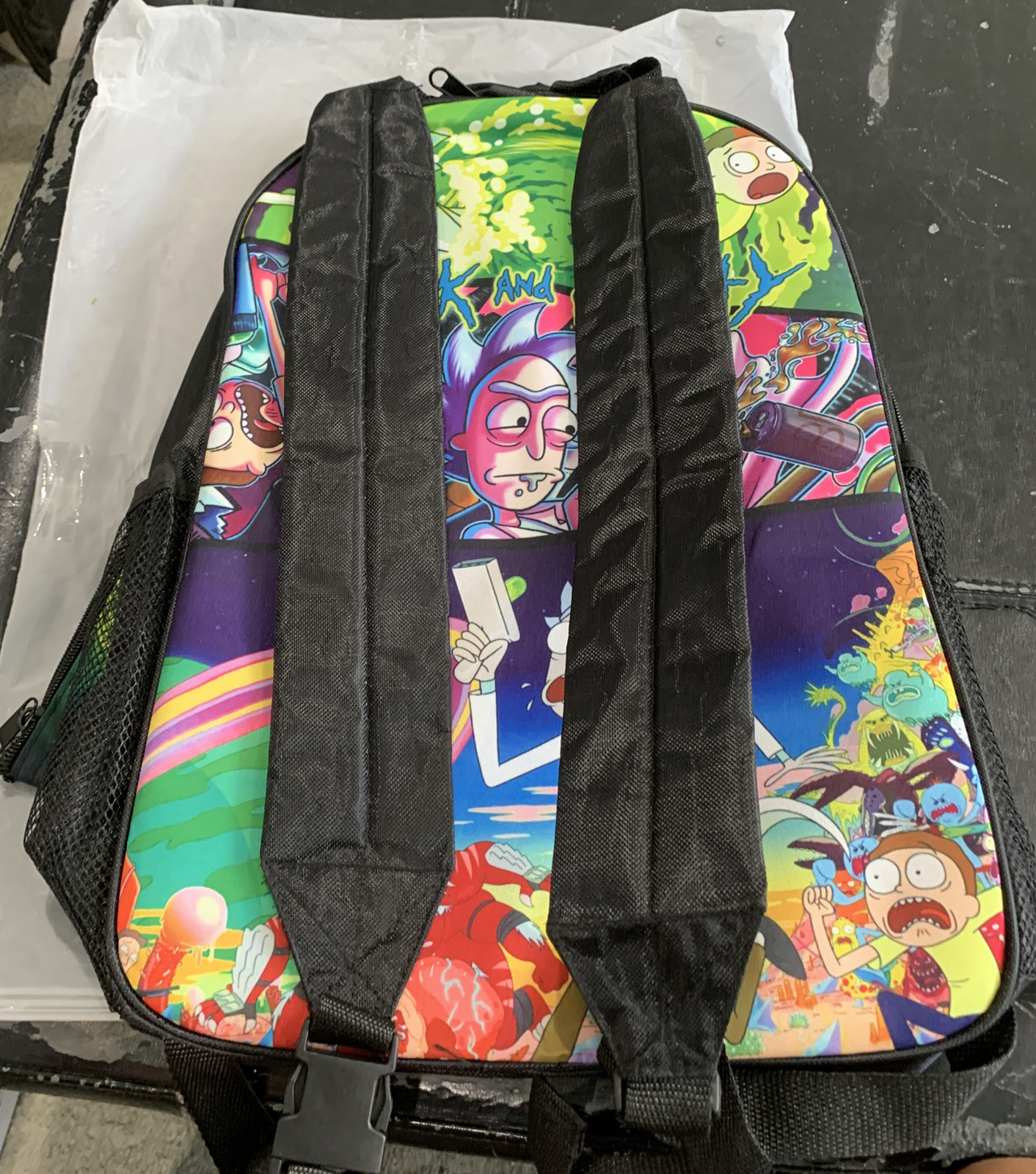 Rick and Morty Acid Trip Reversible Rare Backpack W/Coin Purse(2) – New!