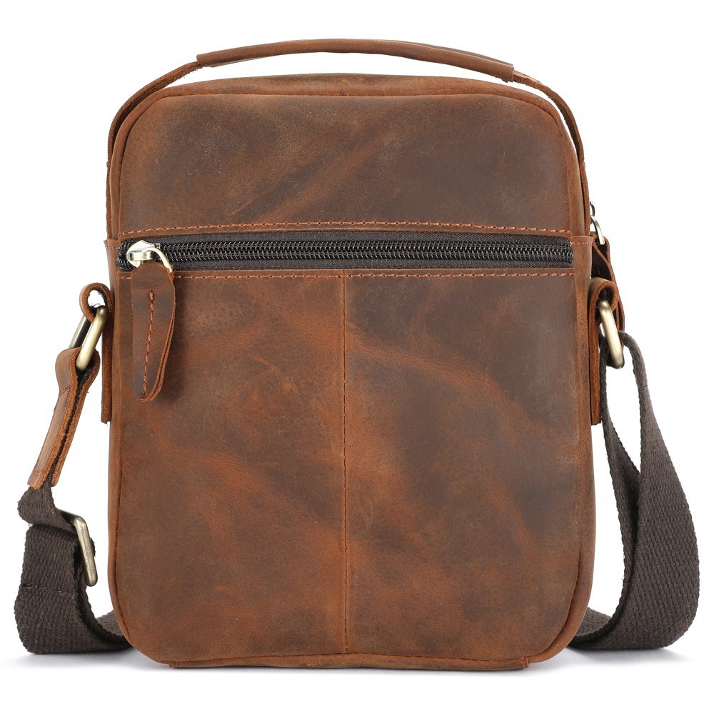 LEBULLBRO Men’s Sling Leather Shoulder Crossbody Bags Vintage Medium Handbag