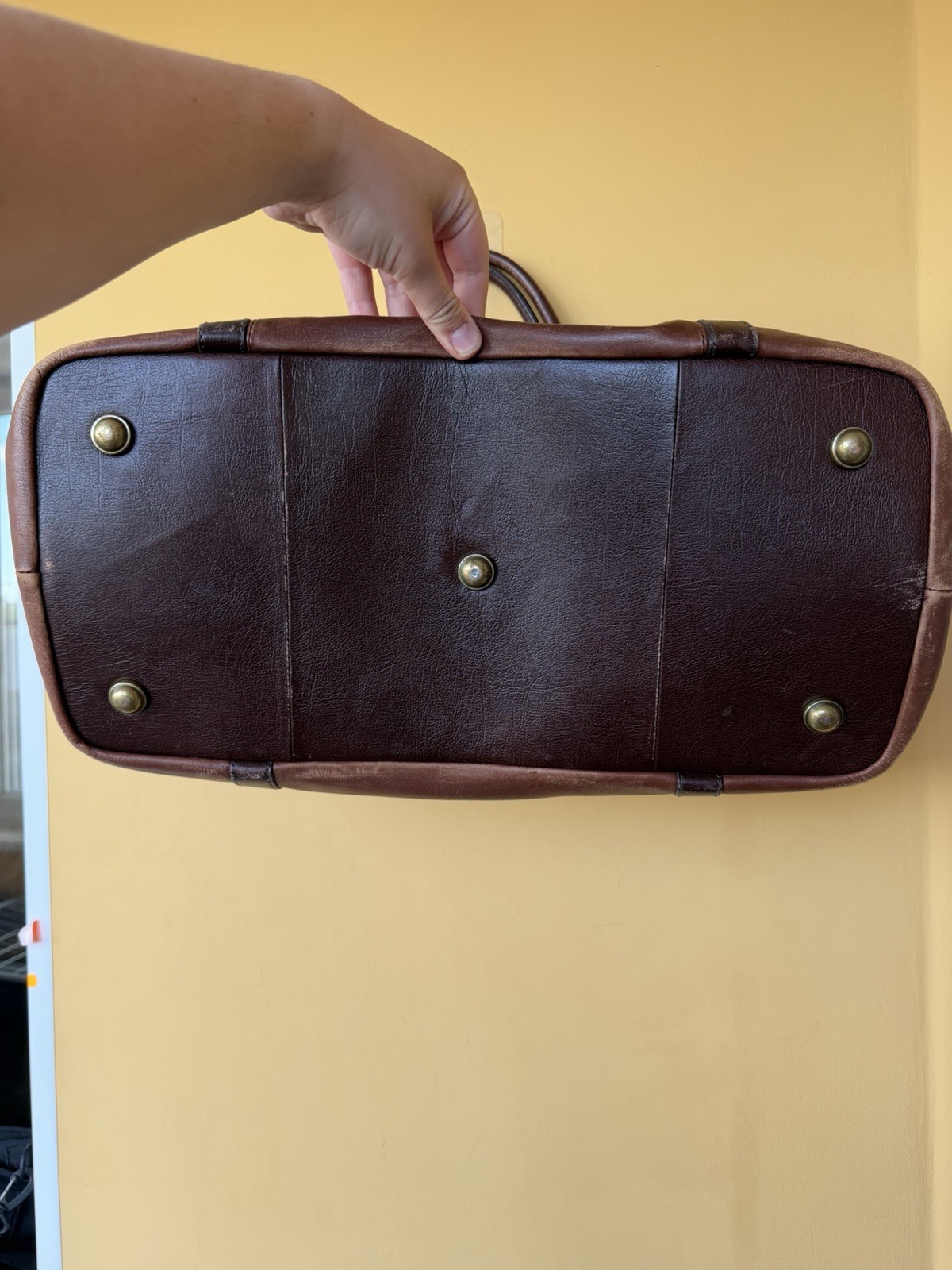 Fossil Cognac Leather Duffel Bag Travel Brown