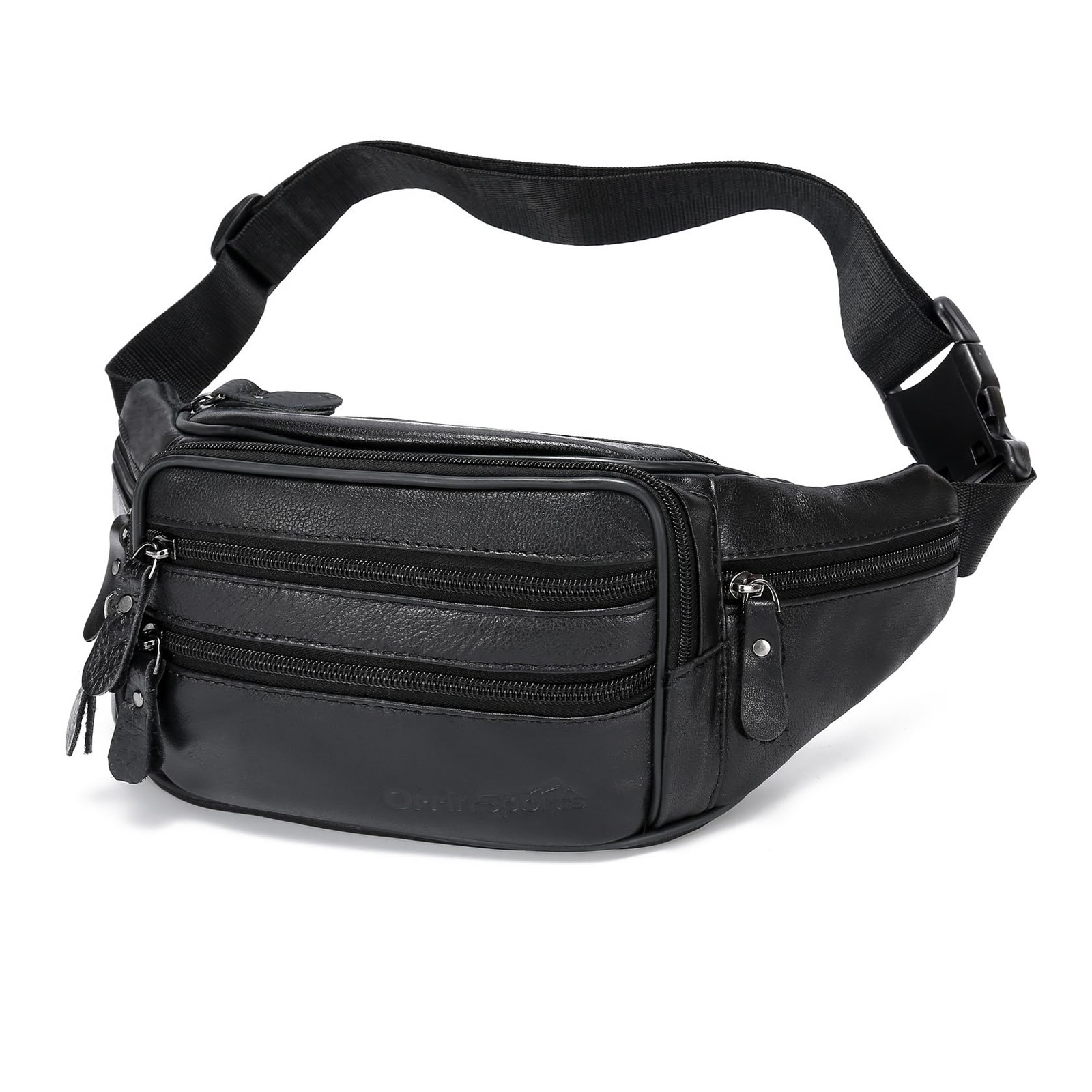 Black Leather Fanny Pack for Men & Women, Free Size, 810#black