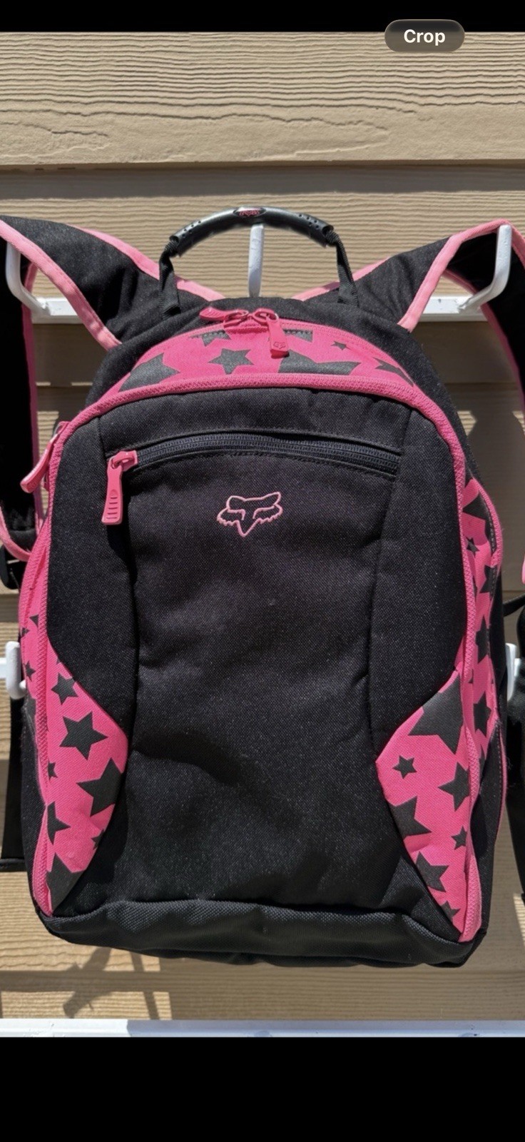 Fox Black & Pink Star Backpack Zip Unisex Padded Pockets Adjustable Straps