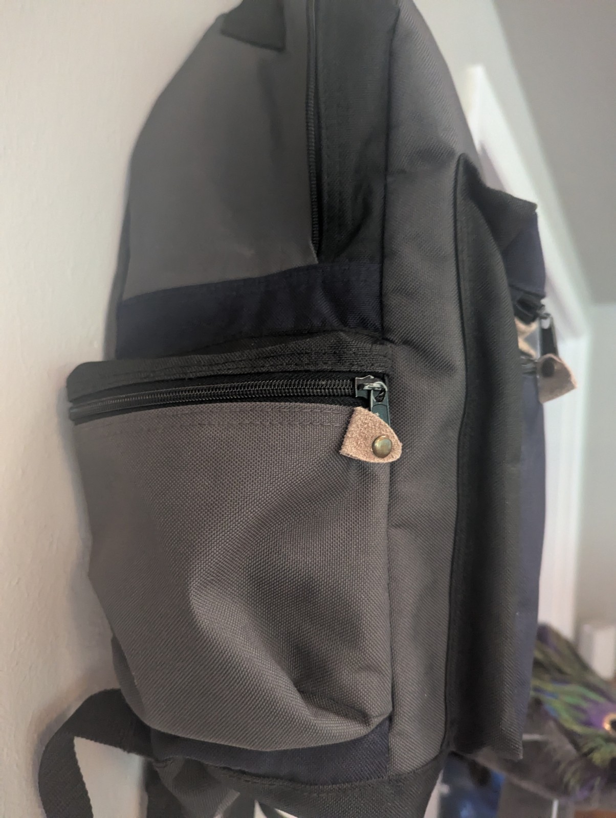 Vintage Eastport Backpack Forrest Green Nylon Tan Suede Trim Zip 5 Pockets