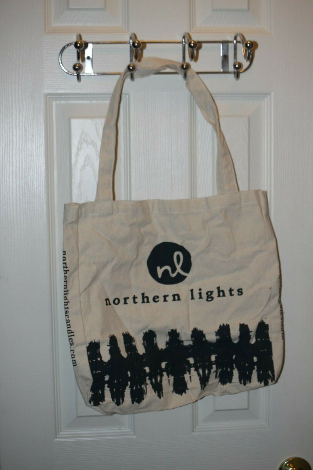 NEW NORTHERN LIGHTS TOTE CANVAS BAG WITH BLACK LETTERING 13.75″ LONG