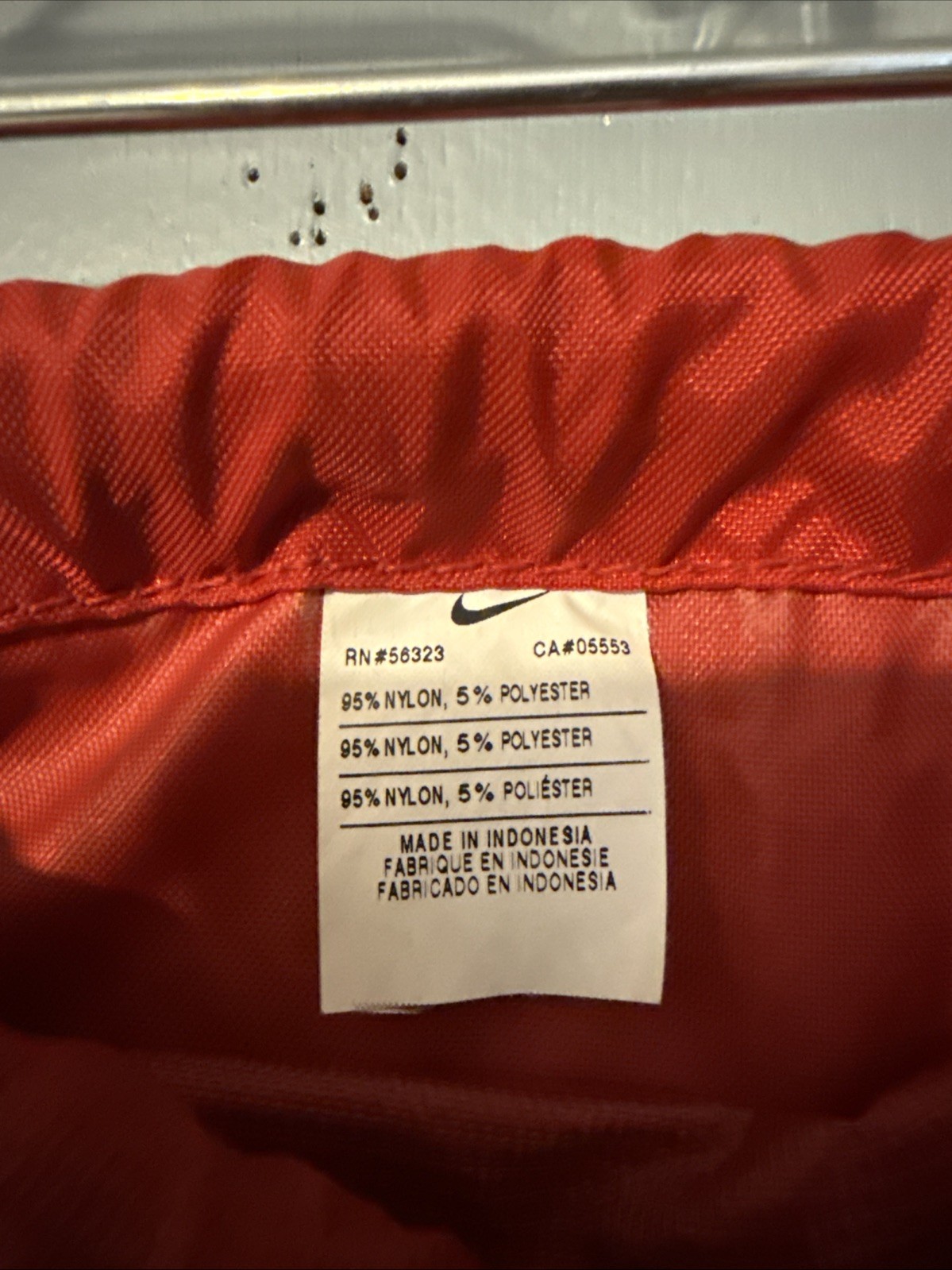 Nike Polyester Nylon Red And Black Drawstring Backpack 13”x16”