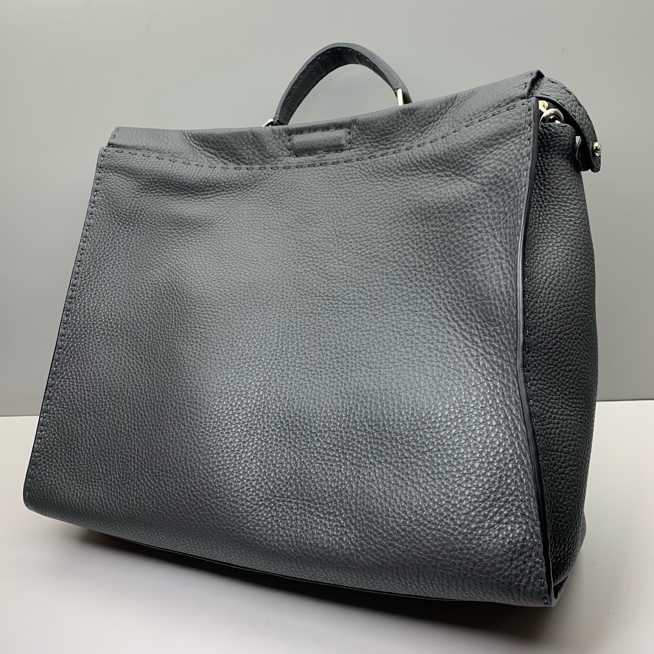 Fendi Pre-Owned Authentic Peekaboo Briefcase Crossbody Grey Blue 42x35x18cm