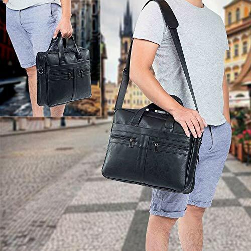 Men’s Leather Messenger Bag 15.6 Inches Laptop Briefcase Business Satchel Comput