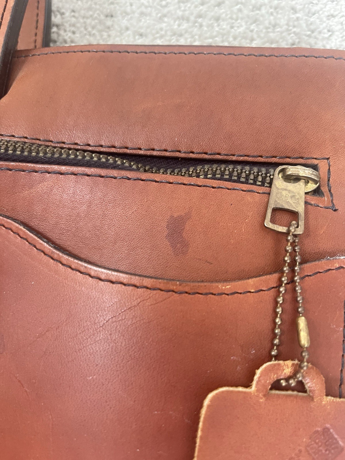 Schlesinger Brothers Briefcase Saddle Leather Vintage USA Slide Handle