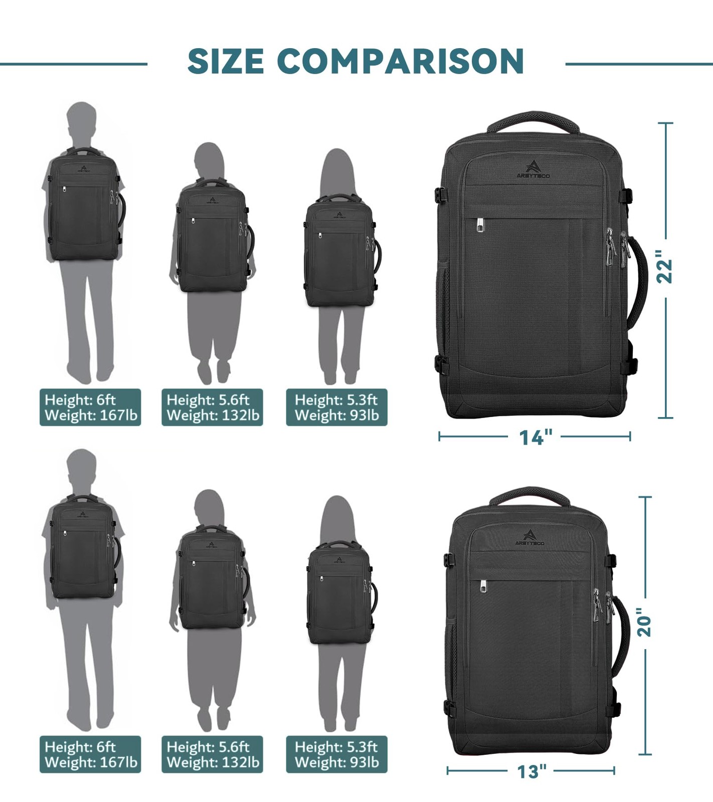 Travel Backpack, 50L Expandable Extra Large Laptop Backpack, Carry On Backpac…