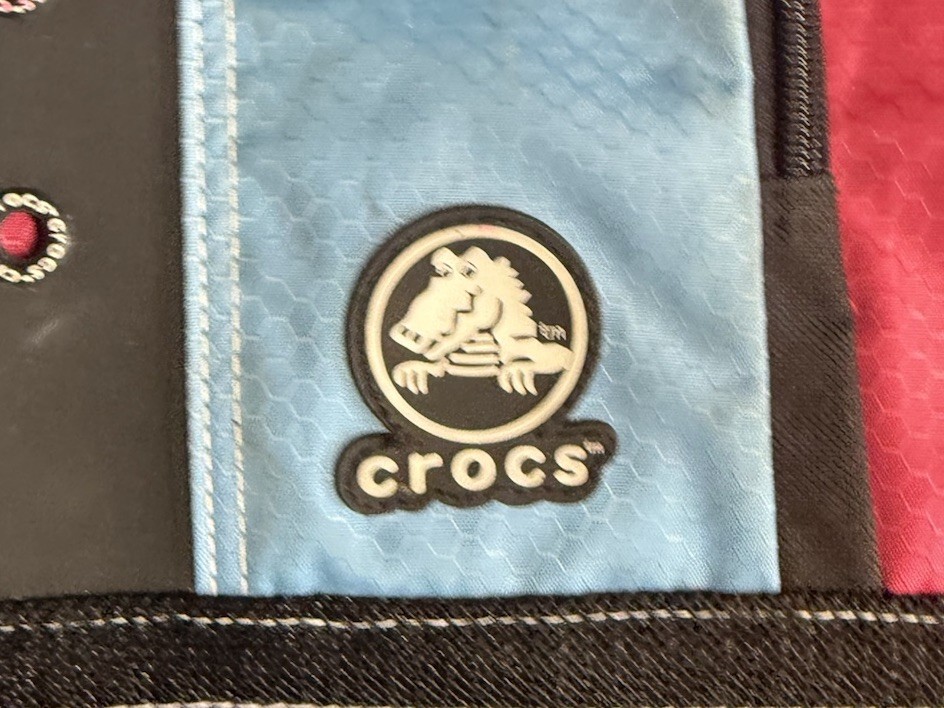 Crocs Drawstring Backpack Zipper Pocket Pink Black Blue 17.5 x 15 ~New