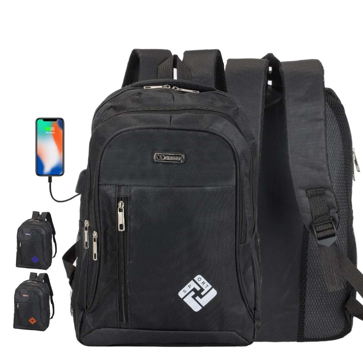 Waterproof Oxford Laptop Backpack Travel Business Shool Book Bag with USB Port