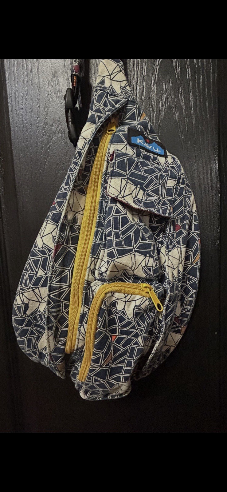 Polar Mosaic KAVU Mini Rope Bag 3 Outer Zippers Lots Storage Cotton Canvas EUC