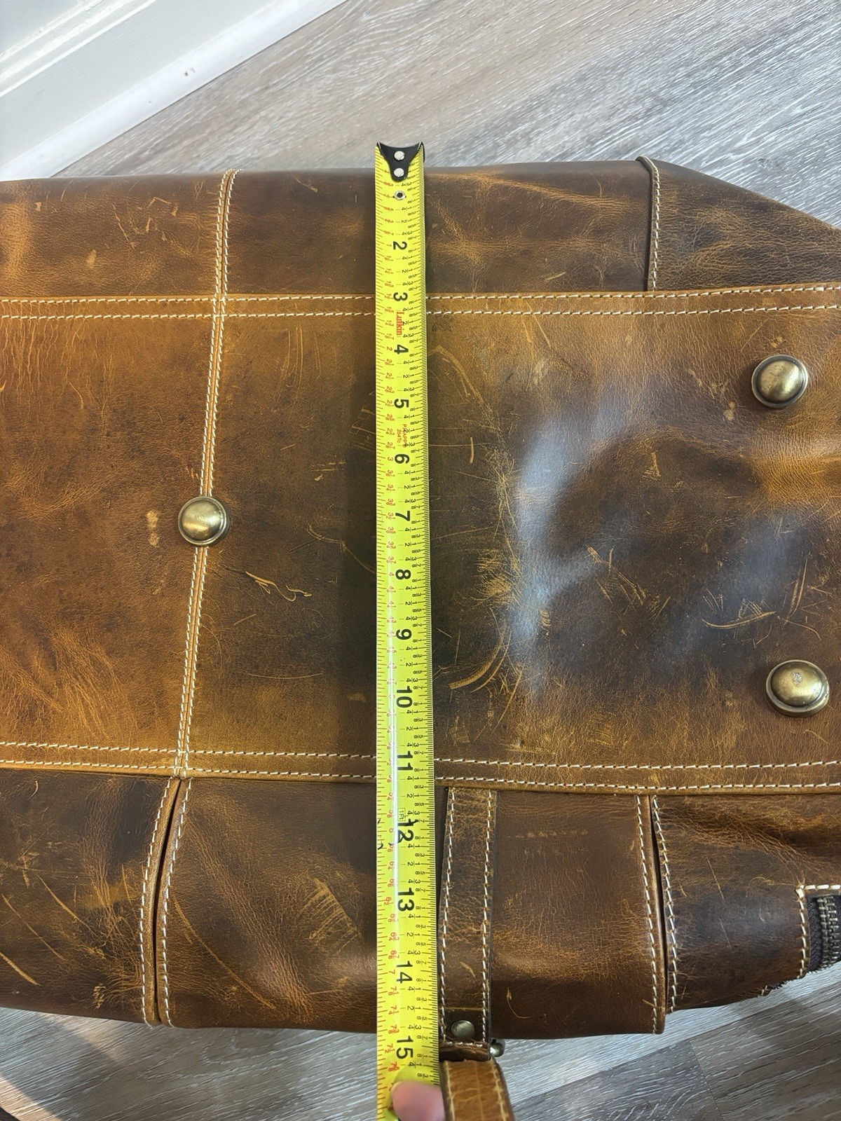 KomalC Leather Duffel Bag Mens Large Brown Overnight Travel Weekender Carry On