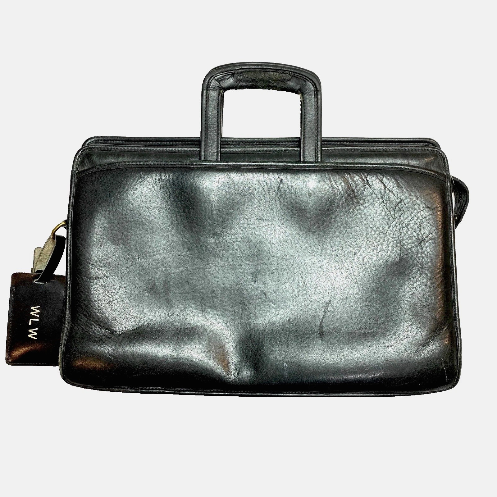 Jack Georges Briefcase Double Handle Black Leather Bag Work Laptop