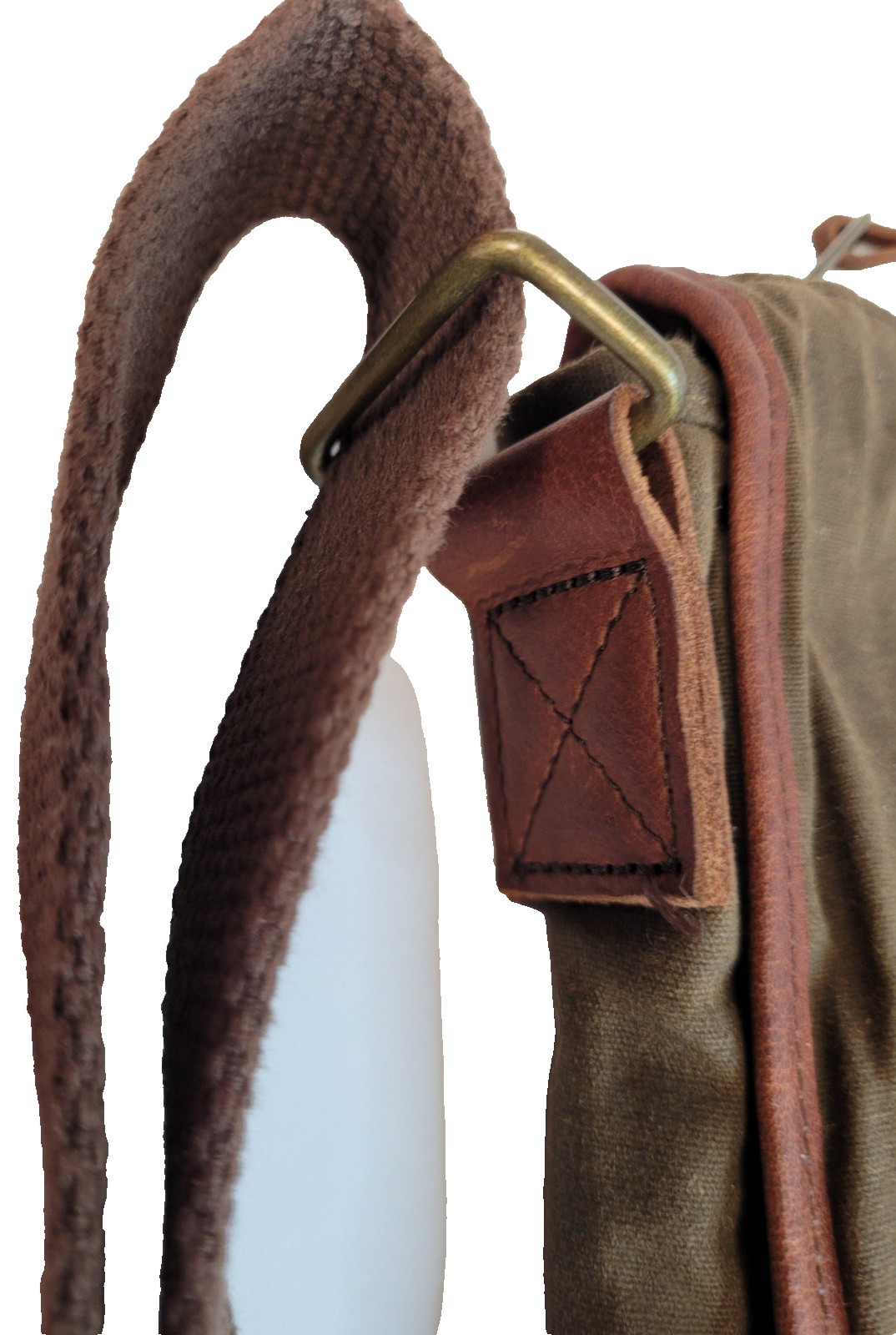 Duluth Trading Co Satchel Army Green Brown Oil Cloth Crossbody Messenger Bag.