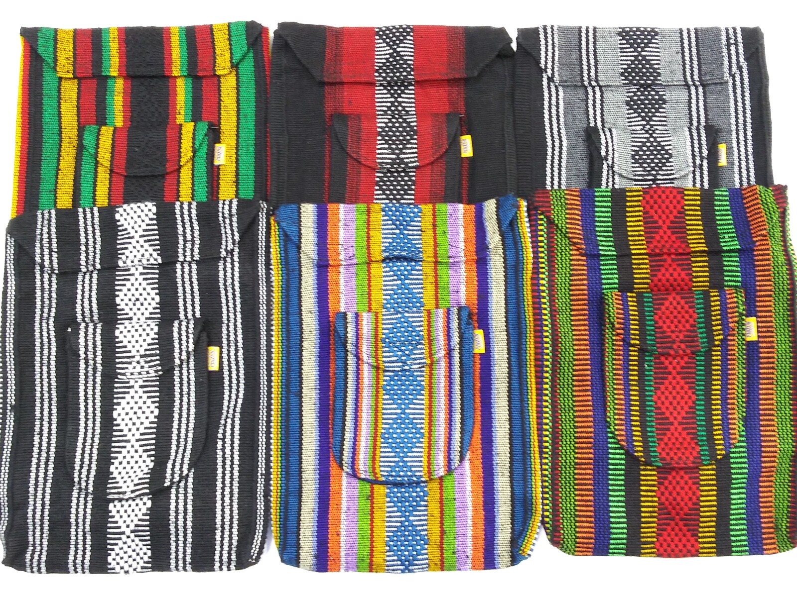 Ethnic Hippie Rasta Stripes Shoulder Bag Crossbody Beach Purse Made in Mexico