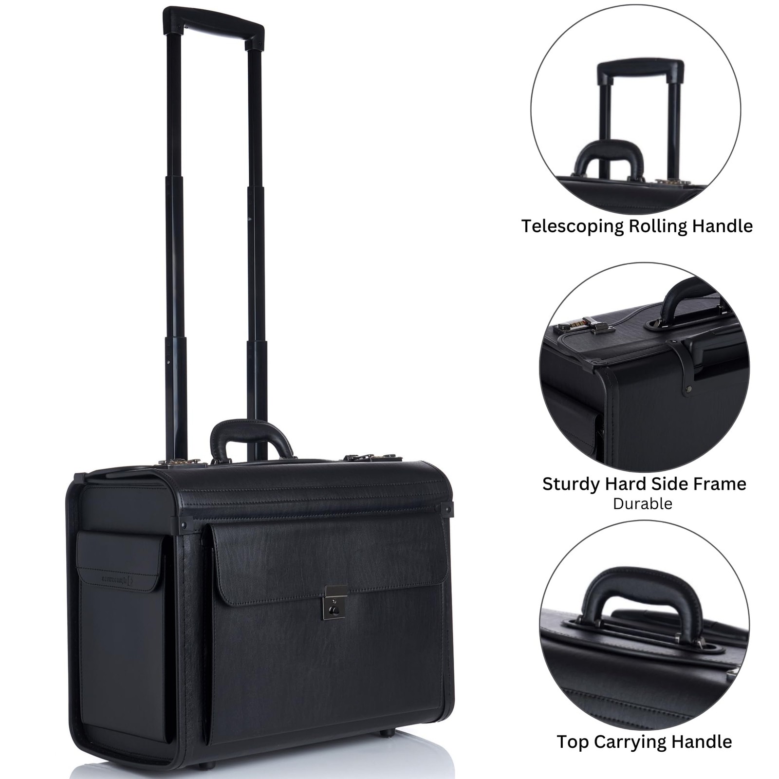 17″ Rolling Laptop Briefcase on Wheels Legal Size Attache for Lawyers
