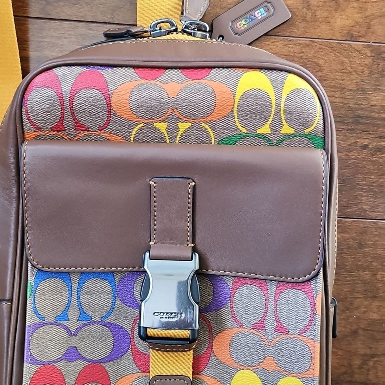 Coach Track Pack In Rainbow Signature Canvas