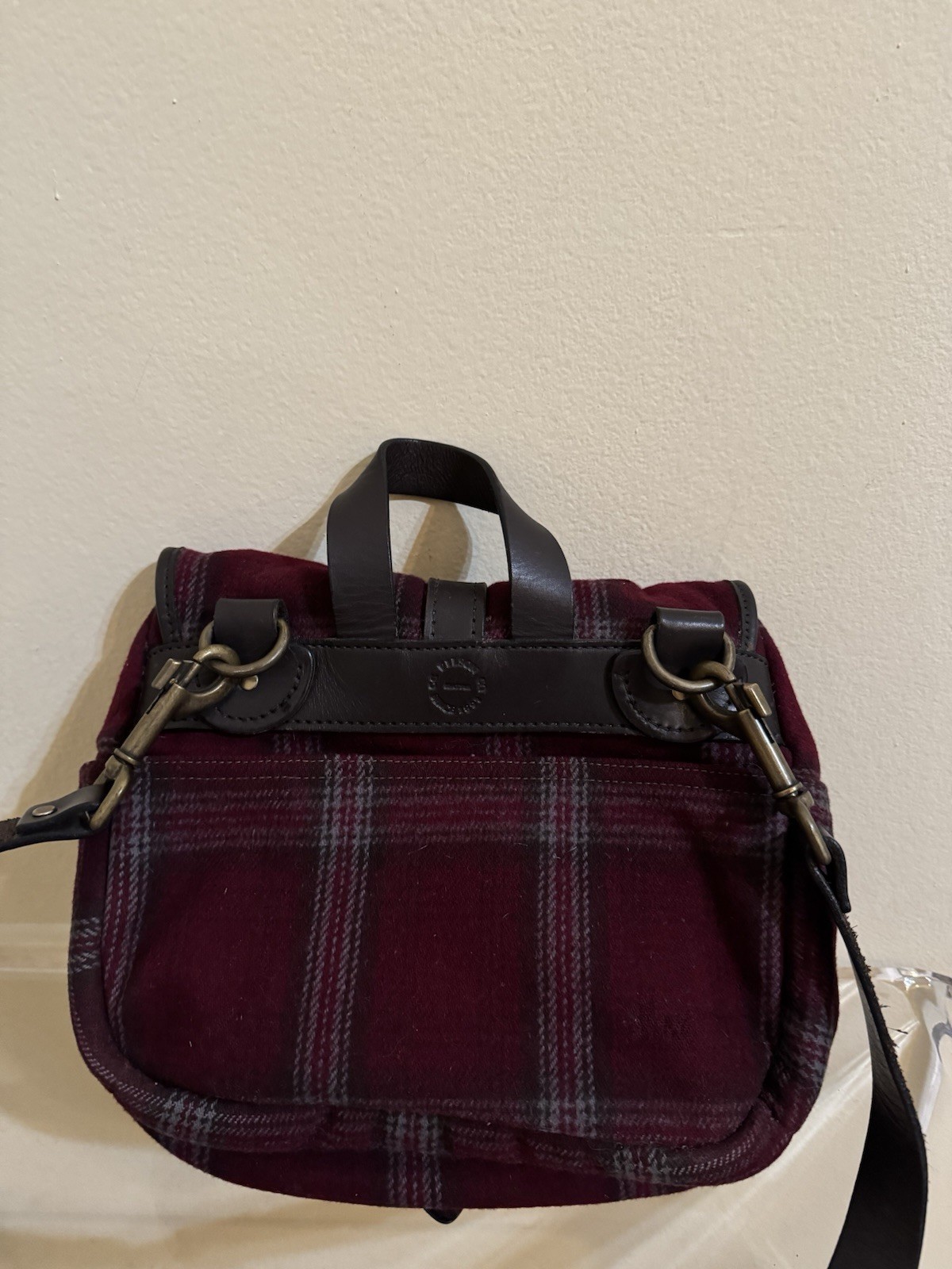 Filson Mackinaw Small Field Bag Red Plaid Wool