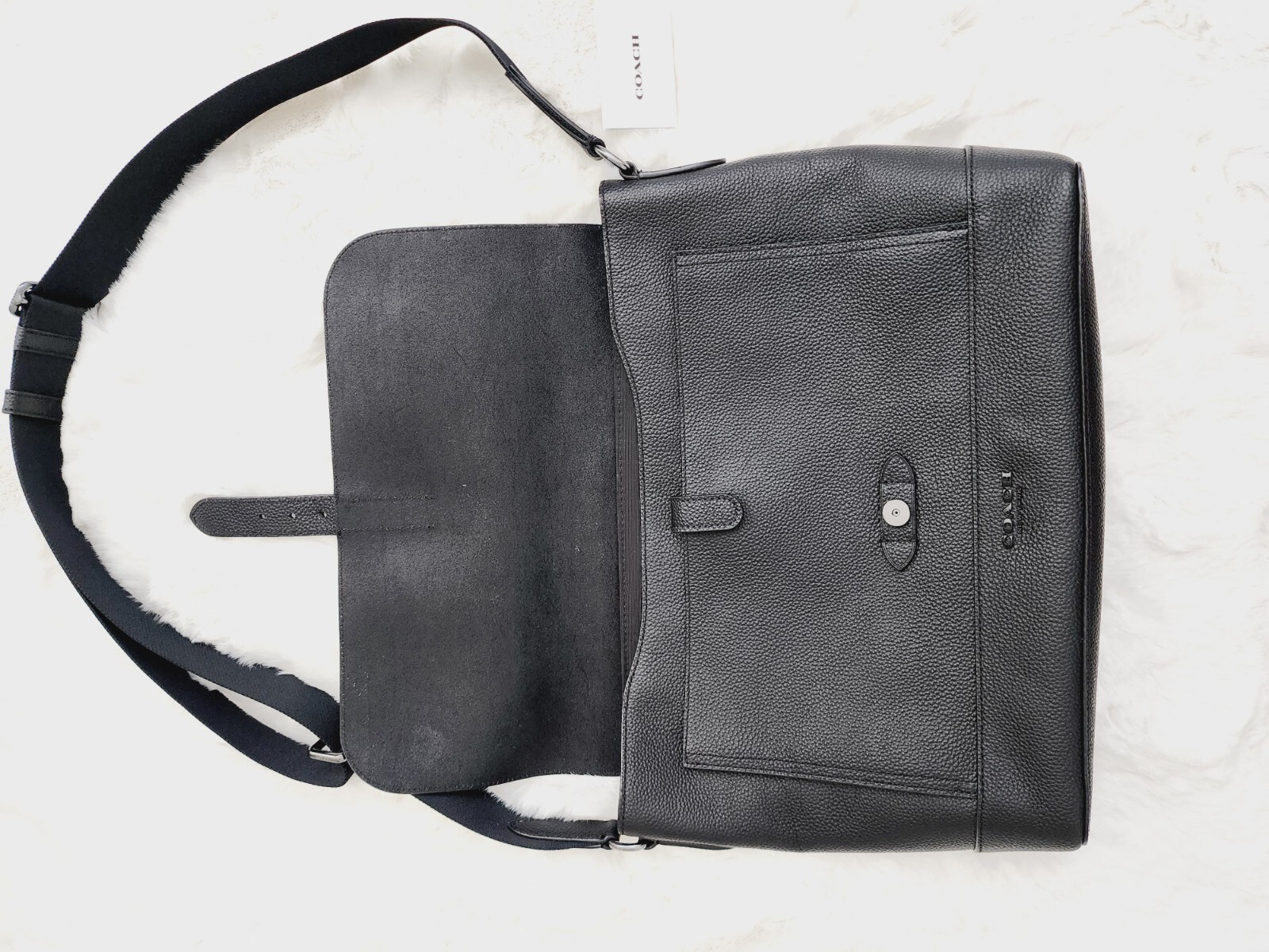 Coach Hudson Messenger Men’s Bag Pebble Leather Black 88892 Unisex Authentic