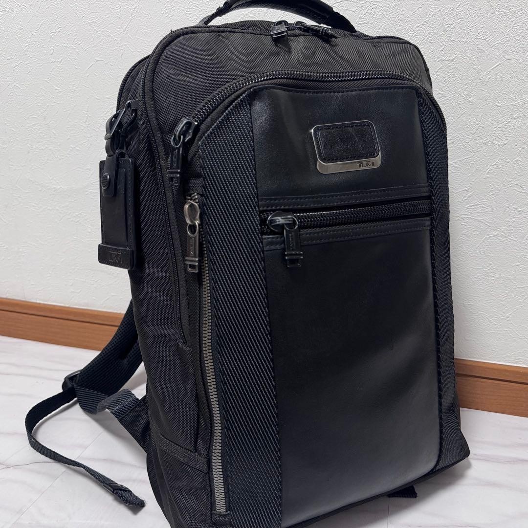 TUMI 232682D Alpha Bravo Davis Backpack Black Ballistic Nylon Leather Laptop A4