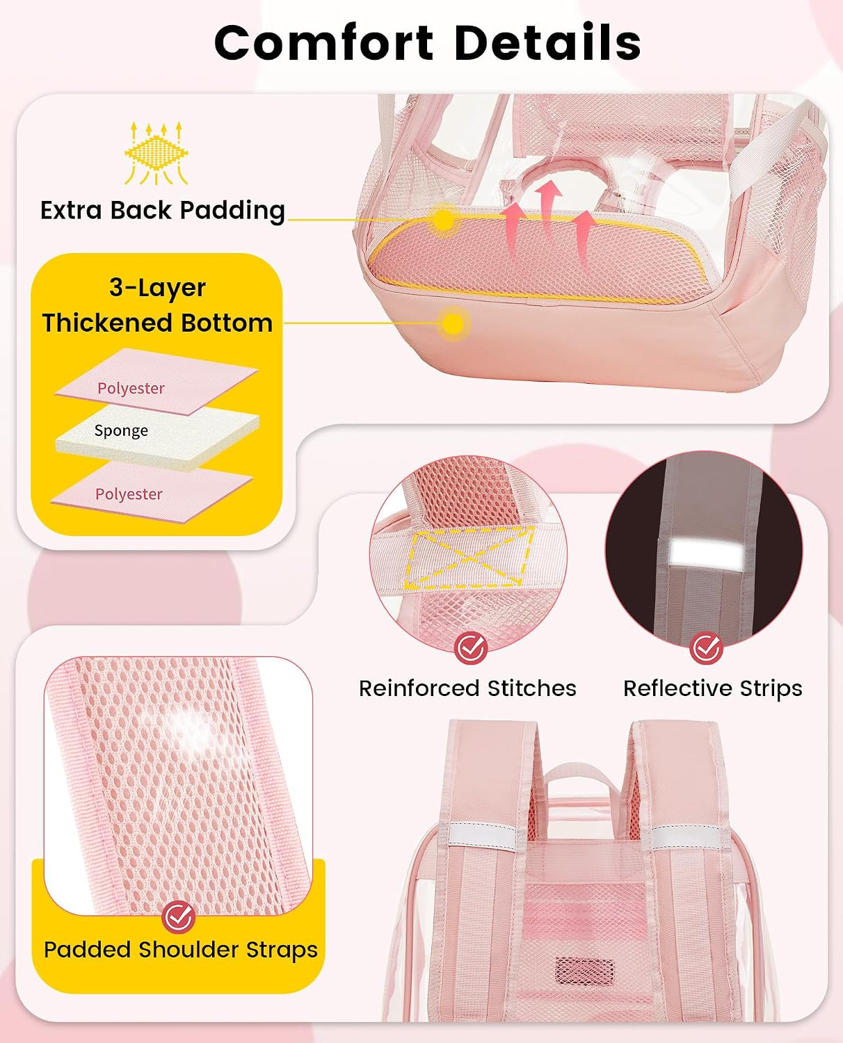 Clear Backpack Heavy Duty – Clear Backpacks for School Large Transparent Bookbag