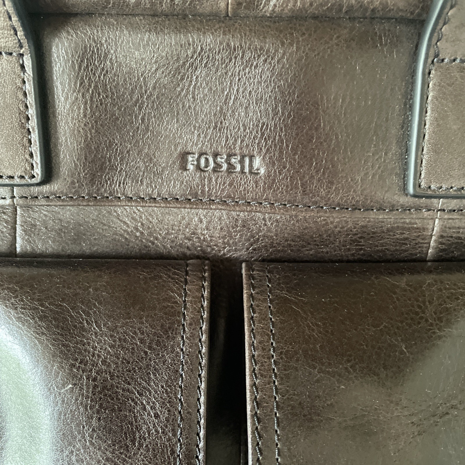 Fossil Buckner Brown Leather Messenger Bag Laptop Briefcase 16” Crossbody Unused