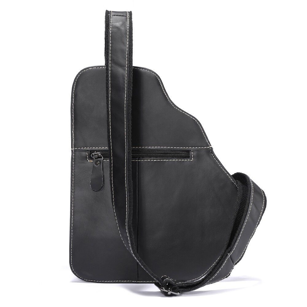 Men’s Genuine Leather Chest Bag Casual Sling Crossbody Shoulder Bag Travel Work