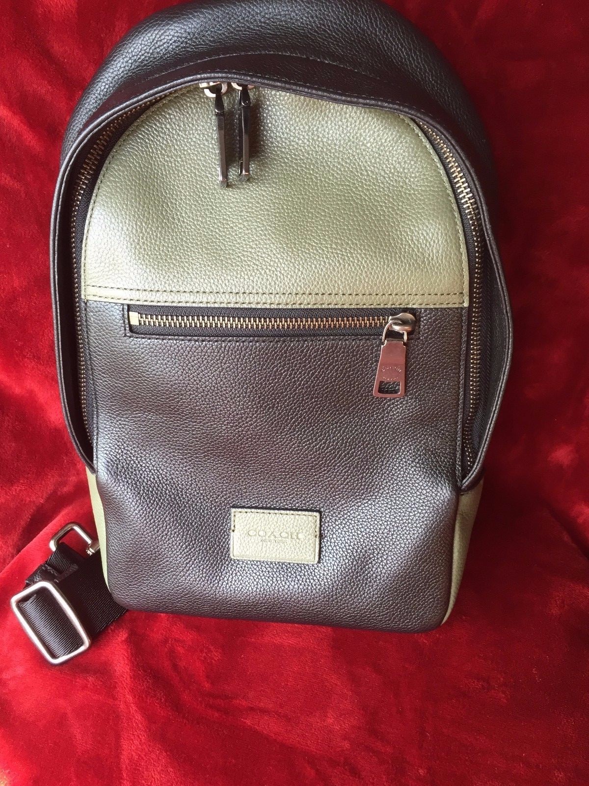 NWT COACH MENS LEATHER CAMPUS PACK F72112 ANTIQUE NICKEL BLACK GREEN