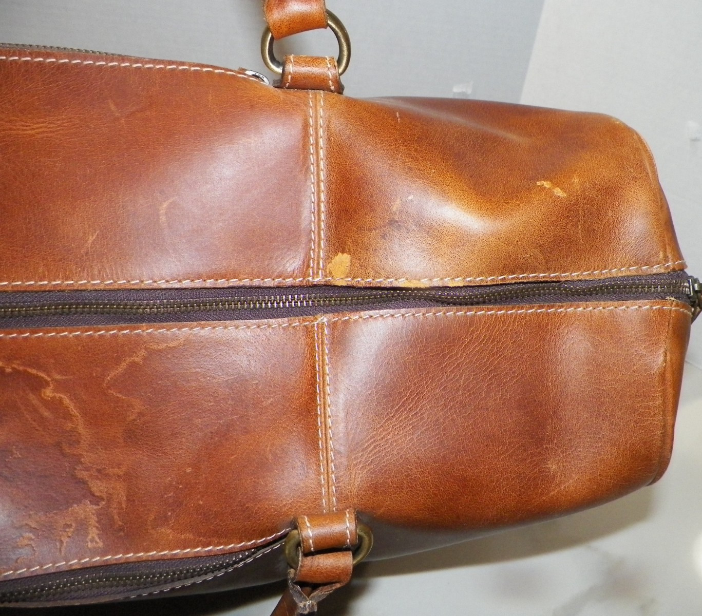 AARON LEATHER GOODS ZIP TOP DUFFLE BAG 20″