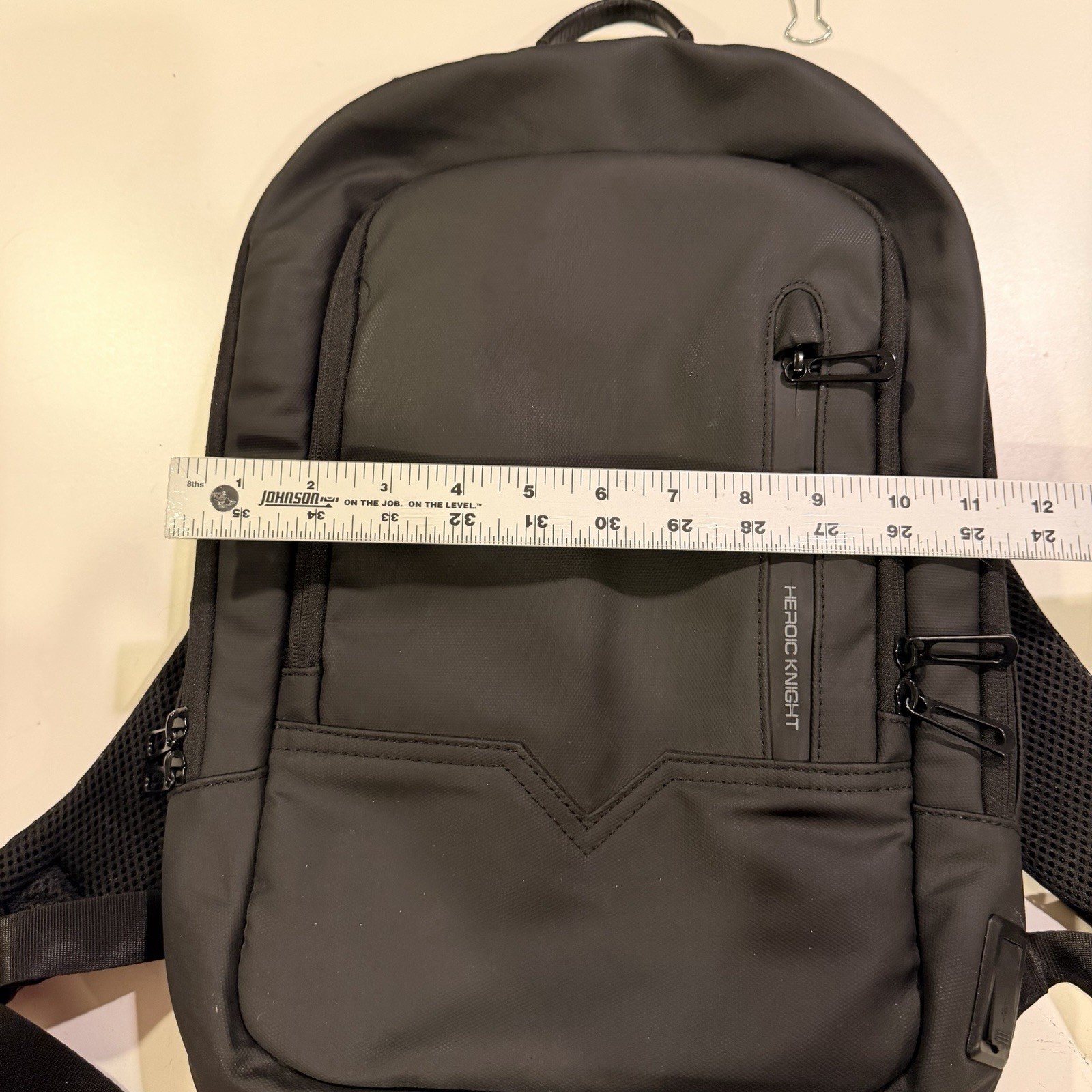 Heroic Knight Anti Theft Laptop Backpack USB Charging Port Travel Work Black
