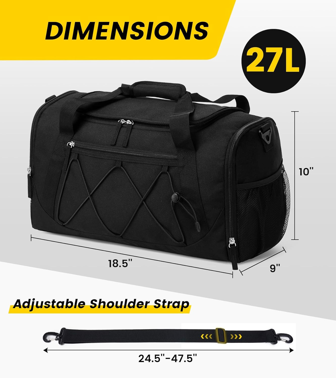Vorspack Gym Bag for Men – 18 Inches Duffle Bag for Travel Duffel Bag with Shoe