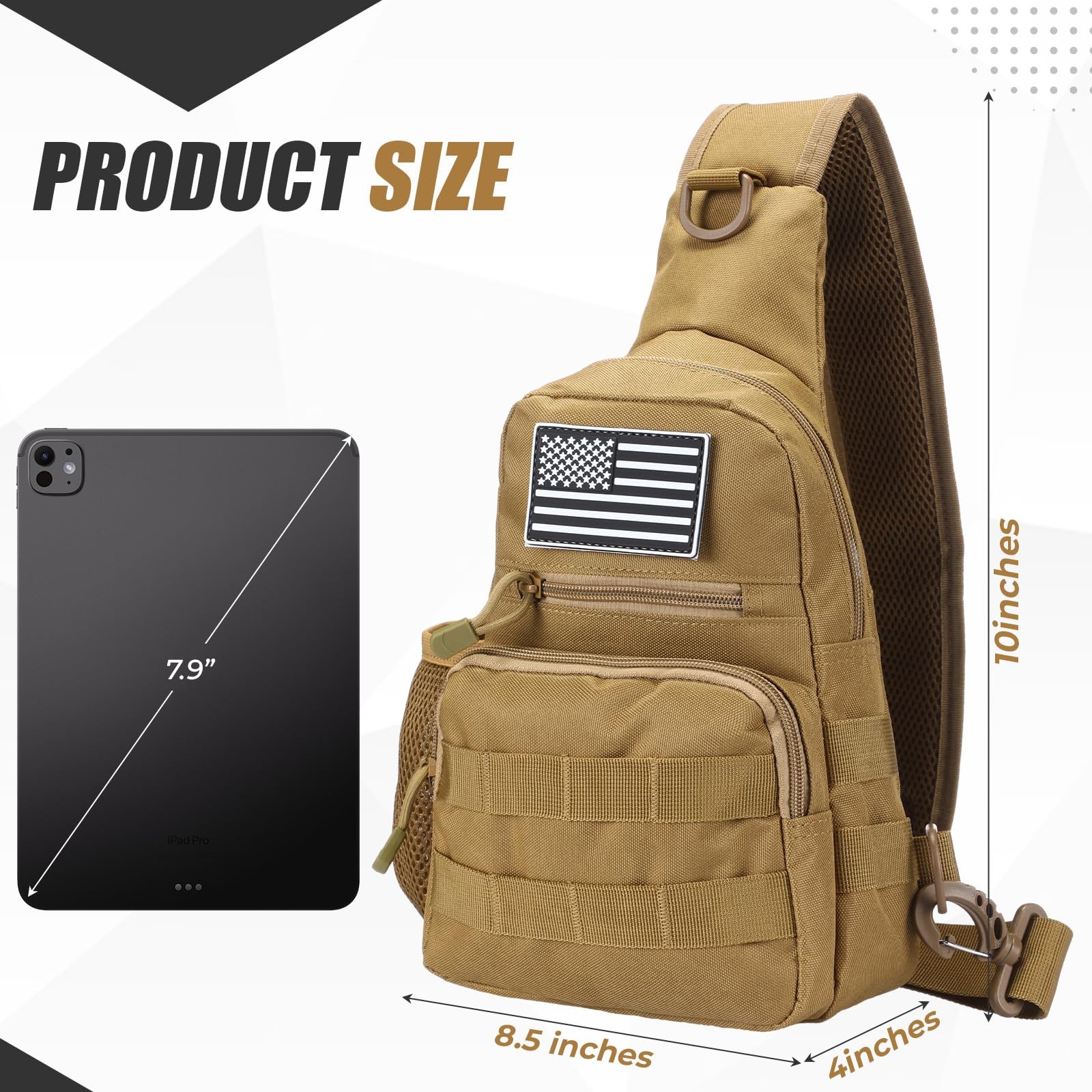 Tactical Sling Bag, Compact Military MOLLE EDC Shoulder Backpack, Crossbody C…
