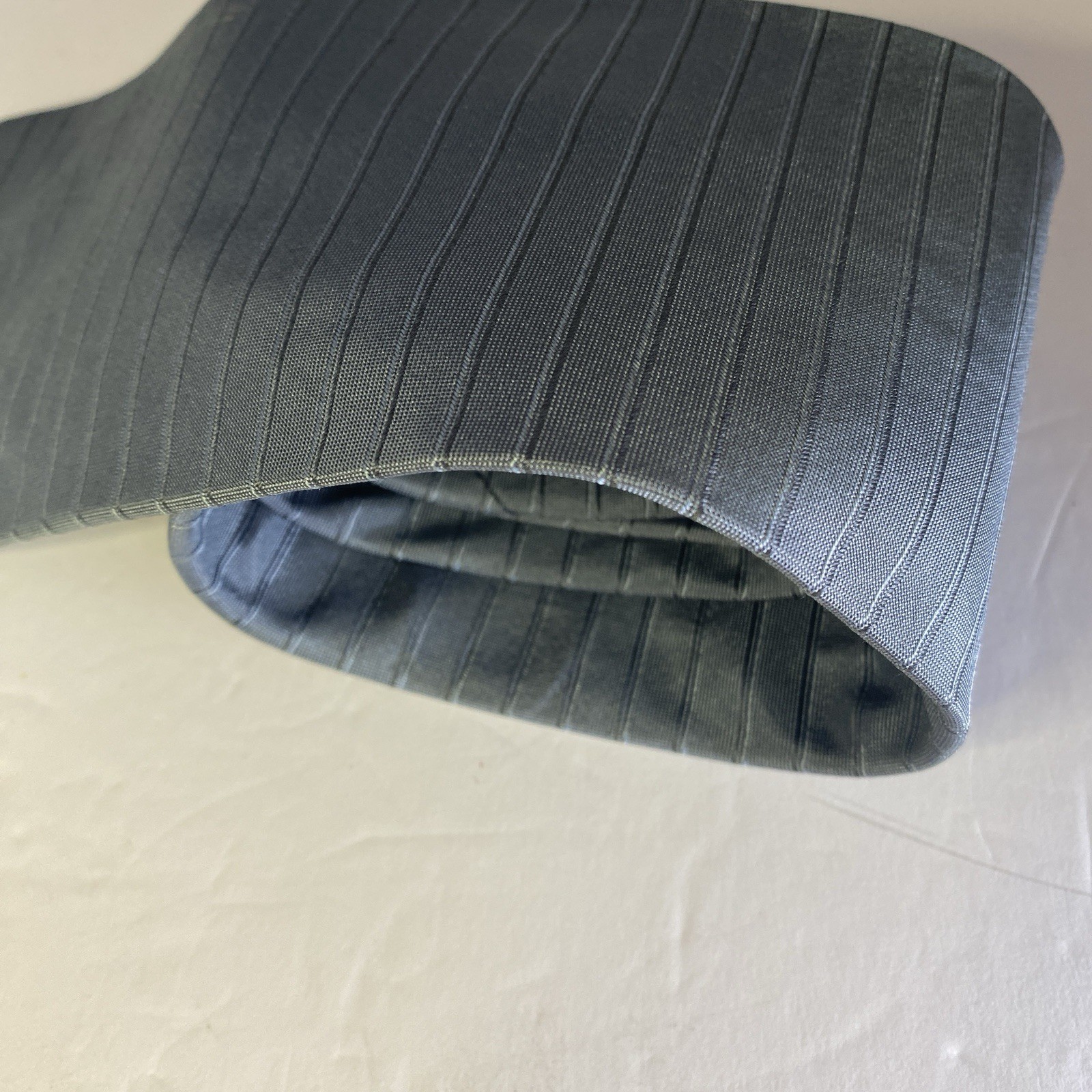 Donna Karan Vintage Tie USA Made Retro Silk 100% Gray Stripe New W Tag 56″
