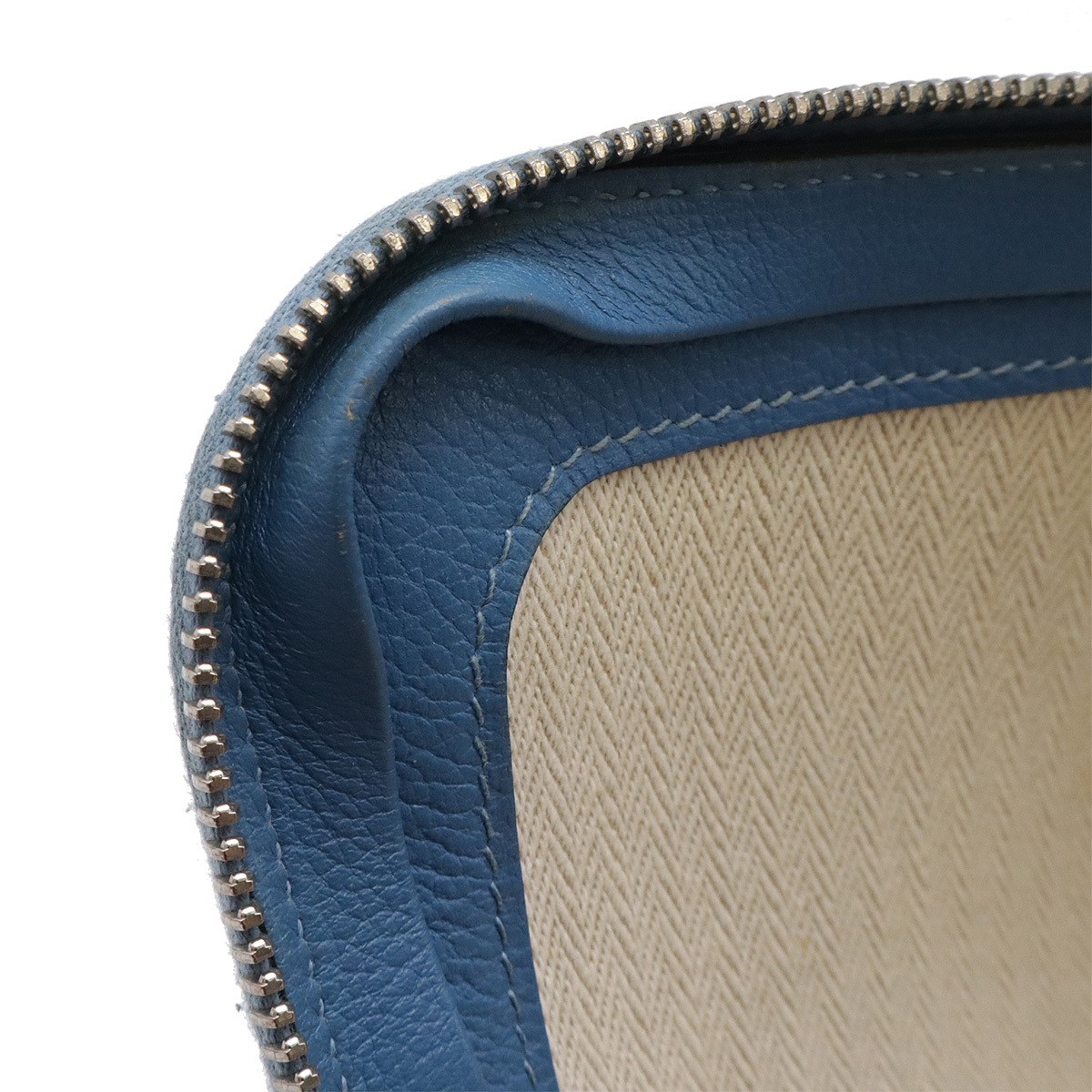 HERMES Zip Tablet Clutch Bag Evercolor Leather Blue D Stamp 2019 W28.5cm H20.5cm