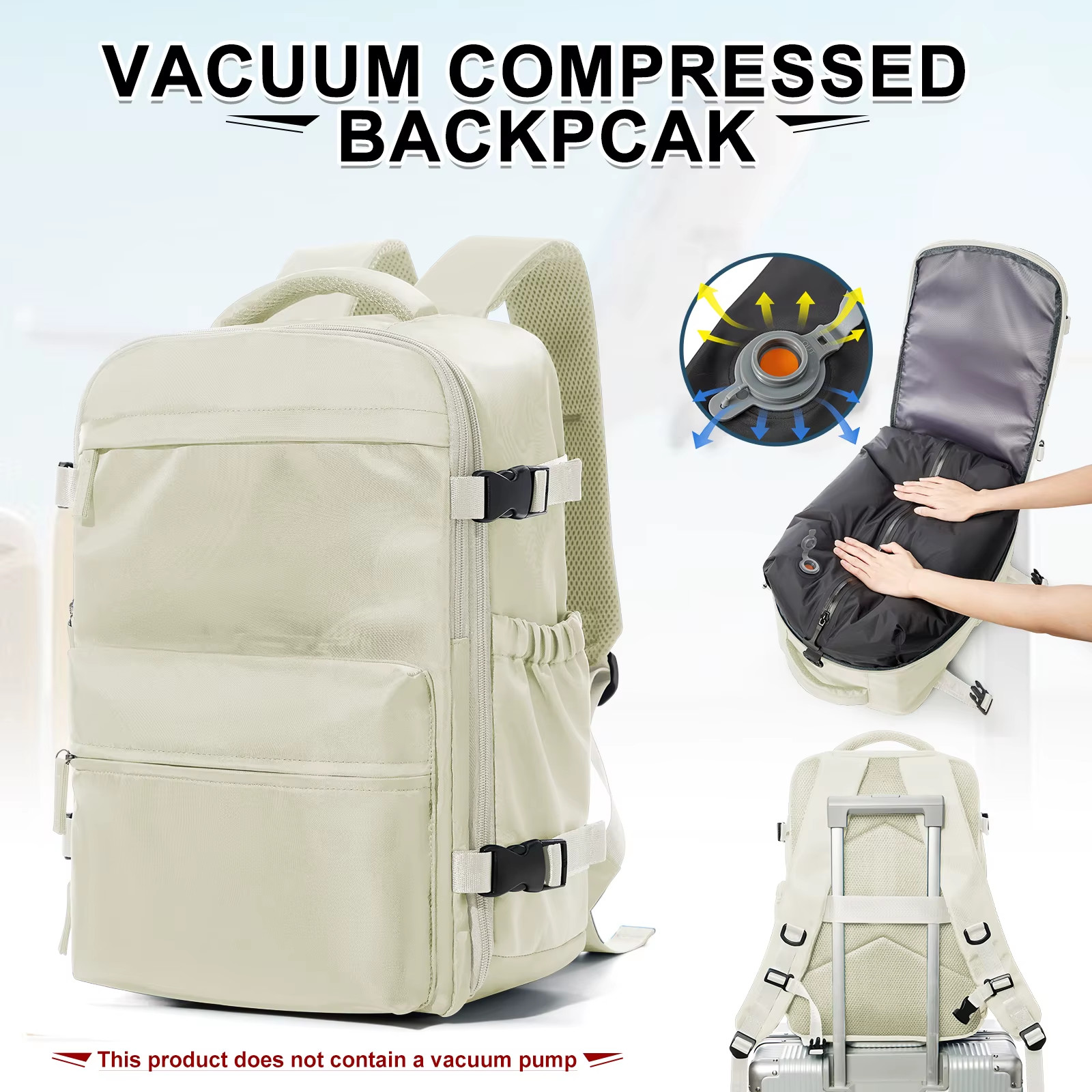 Carry On Travel Backpack Vacuum Compression Cabin Bag Laptop Backpack Unisex