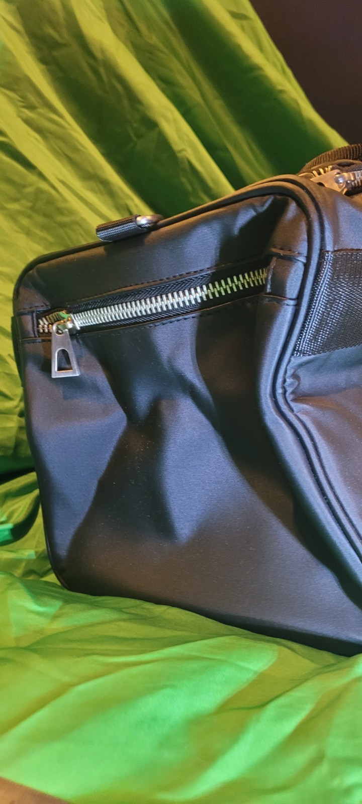 Versace Fragrances Black Duffle with Silver Tone Zipper Travel Overnight Bag New